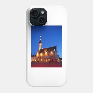 Town Hall on Market Square, Lower Town, Old Town, at dusk, Tallinn, Estonia, Europe Phone Case