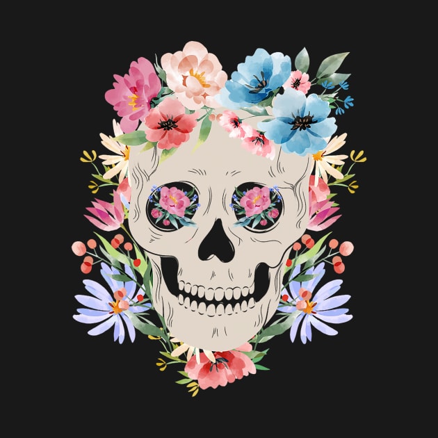 Skull with Flowers for Mexican Holidays by Tucker0231