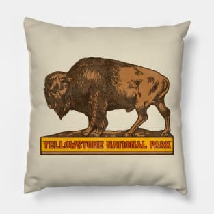 Vintage Yellowstone National Park Buffalo Souvenir Pillow