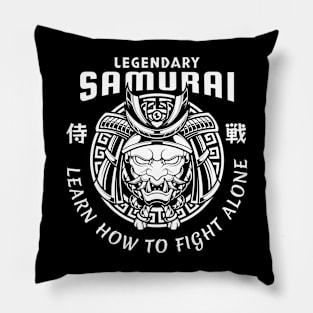 Samurai Oni Mask Illustration Pillow