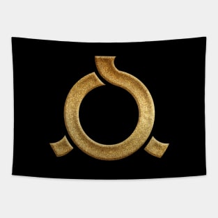 Fukushima Prefecture Symbol in Gold Faux Tapestry