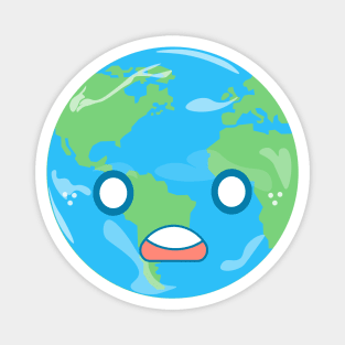 Kawaii Earth - Shocked Earth Magnet