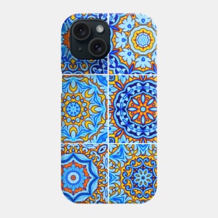 Moroccan arabic oriental tile pattern Blue Phone Case