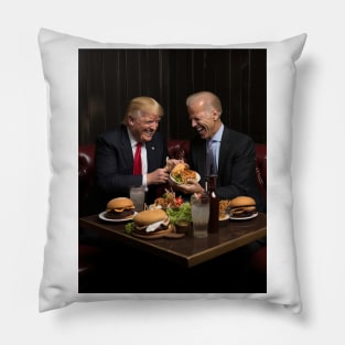 Trump and Biden enjoying burgers Pillow