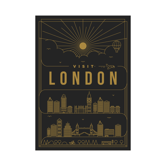 London Minimal Lineal Poster by kursatunsal