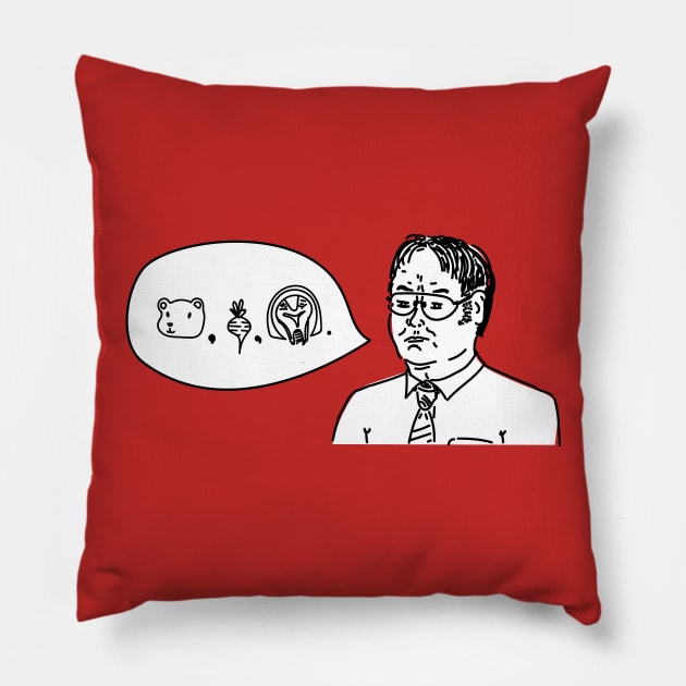 Bears, Beets, Battlestar Galactica Pillow by klimon