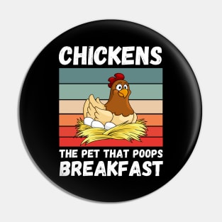 Chickens The Pet That Poops Breakfast, Funny Chicken Pin