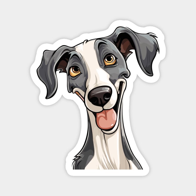 Cartoon Galgo Espanol Greyhound Spanish Magnet by Piggy Boxer