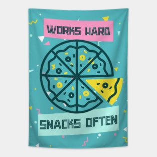 Works Hard, Snacks Often - Pizza Edition Tapestry