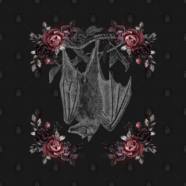 Victorian Floral Vampire Bat by Curio Pop Relics