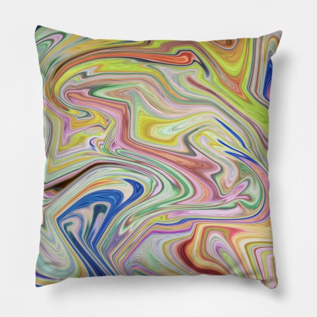 Liquid Marble, Rainbow Pastel Pillow by Anna