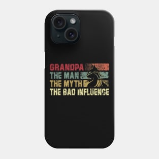 Mens Grandpa the Man the Myth the Bad Influence Vintage Cat Father's Day Gift Dad Phone Case