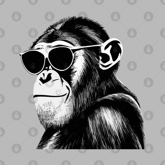 Chimpanzee with sunglasses by wamtees