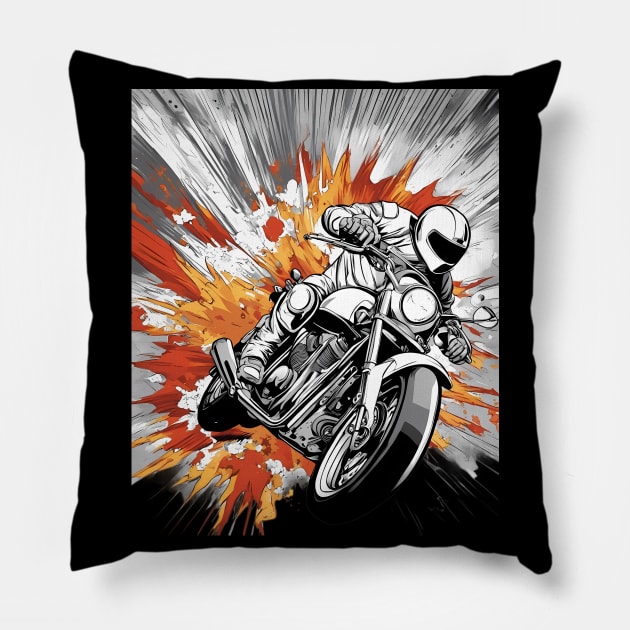 Motorcycle Racing Pillow by animegirlnft