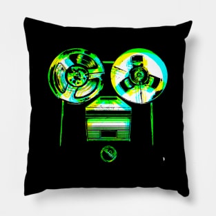 RETRO-coloured reel-to-reel tape recorder. Pillow