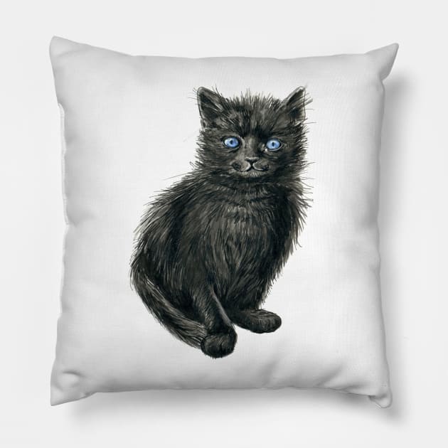 Black kitten Pillow by katerinamk