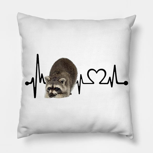 Raccoon Heartbeat Art Gift Tshirt Fridays For Future T-Shirt Pillow by gdimido