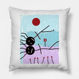Kids Chatting in the Field Stick Figure Pillow