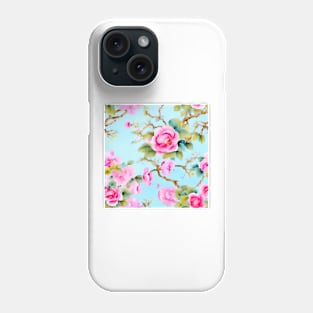 Chinoiserie cherry blossom on light blue Phone Case