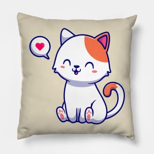 Cute Cat Sitting Cartoon Pillow