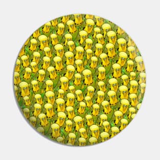 Yellow Budgie Crowd Funny Pattern Pin