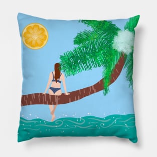 Woman at the beach 7 Pillow