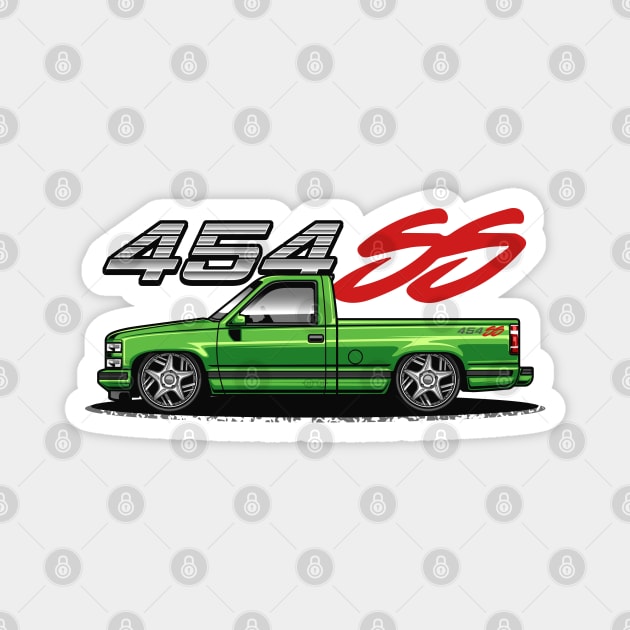 Chevy 454 SS Pickup Truck (Apple Green) Magnet by Jiooji Project