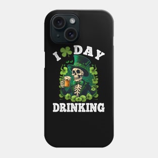 St Patricks Day I Love Day Drinking Funny Skeleton Beer Love Phone Case