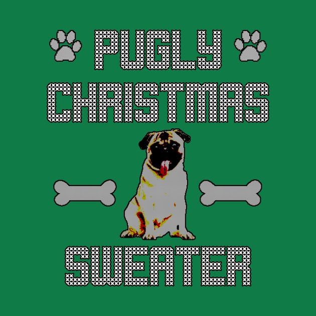 Pugly Christmas Sweater Funny Pug Holiday Dog by charlescheshire