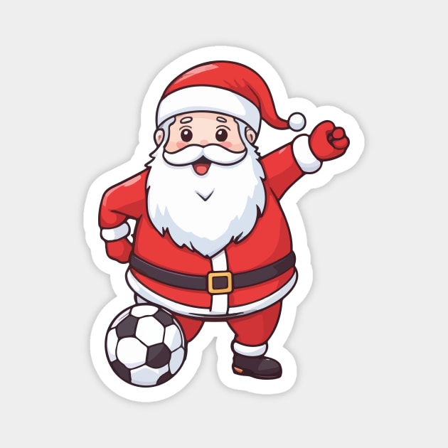 Kawaii Santa Playing Soccer Magnet by Rishirt