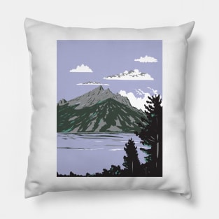 Jenny Lake in Grand Teton National Park Wyoming USA WPA Art Poster Pillow