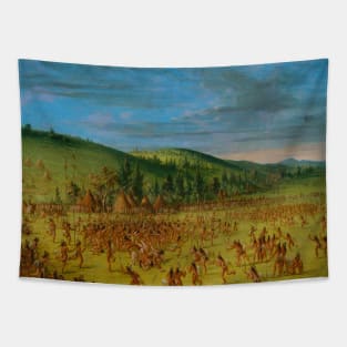 Ball-play of the Choctaw - Ball Up by George Catlin Tapestry