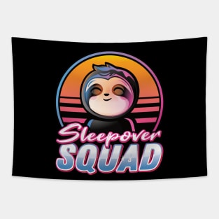 Sleepover Squad Kawaii Sloth Sunset Retro Tapestry