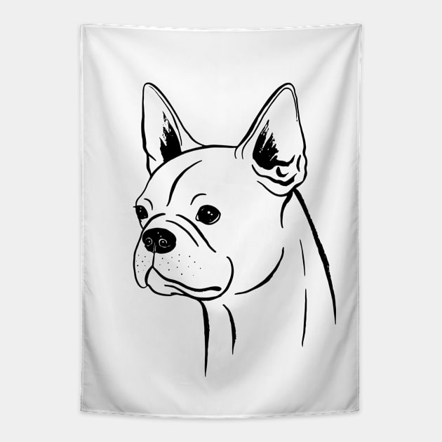 Boston Terrier (Black and White) Tapestry by illucalliart