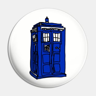 Bad Line Art TARDIS- DR Who Blue Police Box Pin