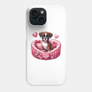 Valentine Boxer Dog in Bed Phone Case