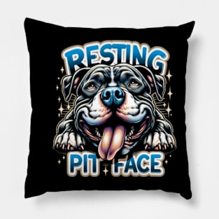 Vintage Pitbull Resting Pit Face - Funny Pitbull Lovers Pillow