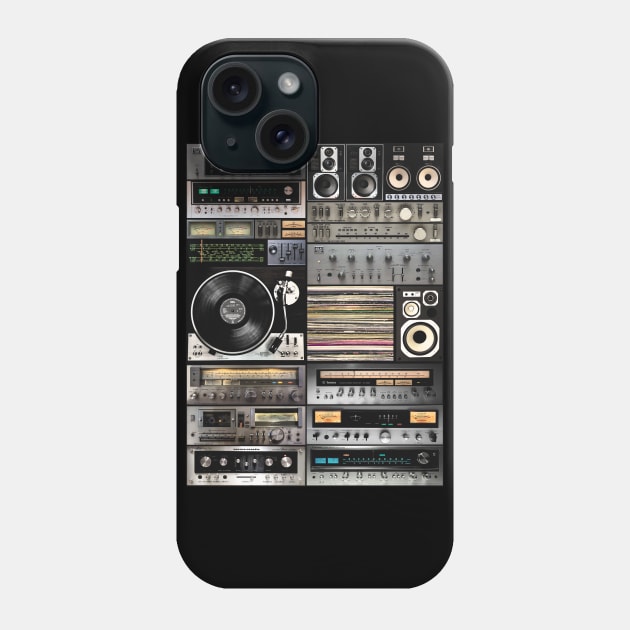 Pure Sound Setup Rework Vintage Music Hi Fi Audio Soundsystem Phone Case by bulografik