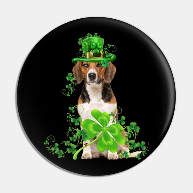 Lucky Beagle Shamrock St Patrick's Day Pin by Brodrick Arlette Store