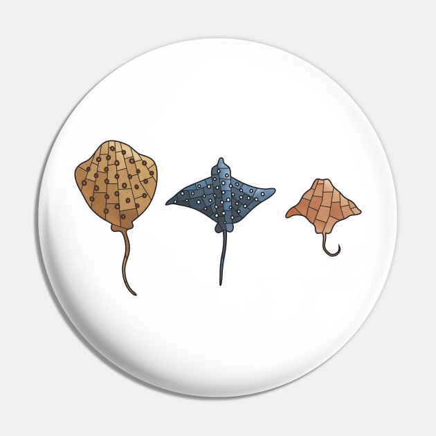 3 Stingrays Pin by DesignsByDoodle