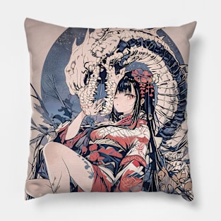 Geisha and Dragon 7813 Pillow