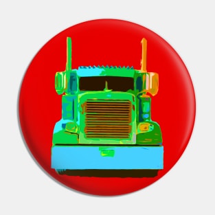 Neon Semi Truck Pin