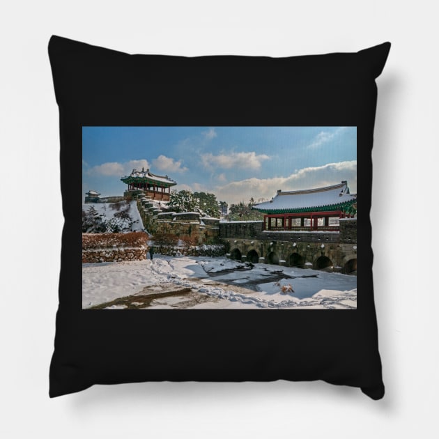 Hwaseong Fortress, Suwon, South Korea. Pillow by bulljup