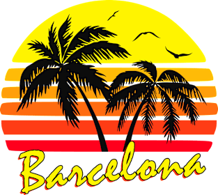 Barcelona Spain Retro Sunset Magnet