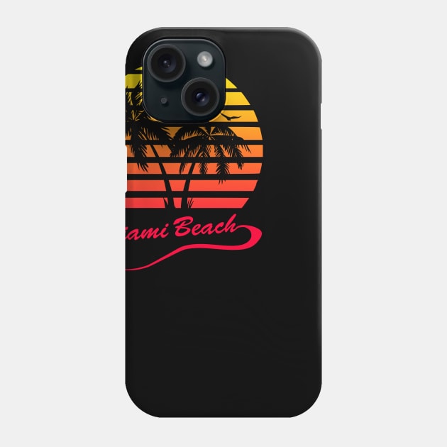 Miami Beach 80s Sunset Phone Case by Nerd_art