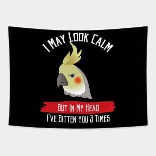 May i Look calm Cute Cockatoo and Cockatail Parrot Lover Tapestry