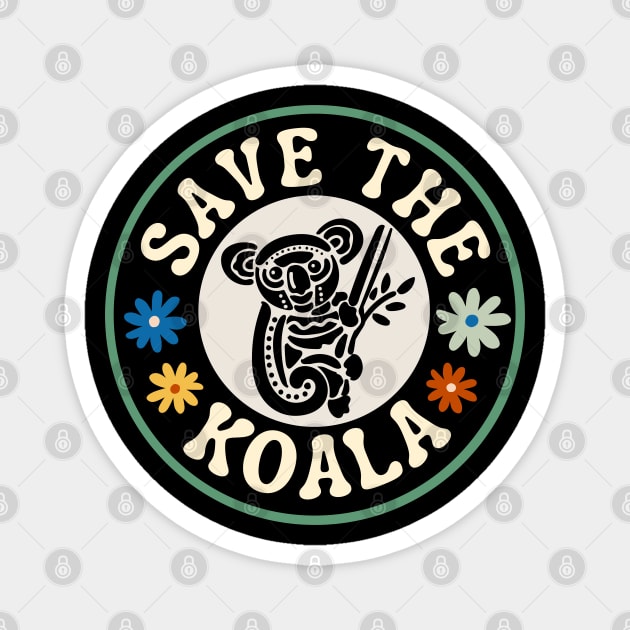 Retro Mandala Australian Save The Koalas Day Floral Cute Koala Bear Magnet by Mochabonk