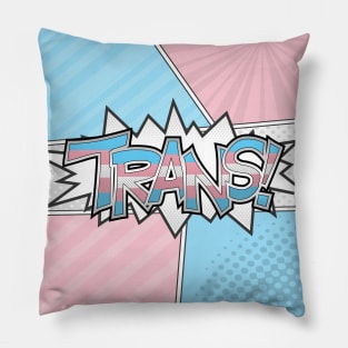 Halftone Trans Pride Typography with Flag Background Pillow