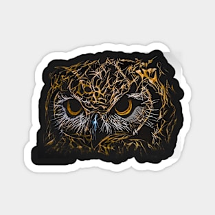 Gold Owl Spiritual Dark Portrait Magnet