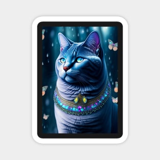 British Shorthair Dazzle With Butterflies Magnet